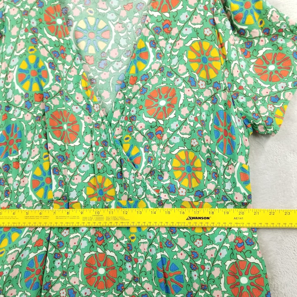 Rhode x Target Dress Women 22 Green Floral Zinnia Midi Ruffle Boho Art Cottage - Picture 5 of 9